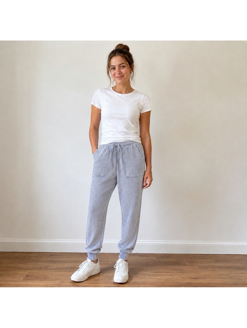 Flirtitude Active Womens Waffle Knit Jogger Pants Gray Thermal Cotton Blend Xs
